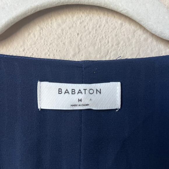 Aritzia Babaton Navy White Stripe Wallace Wrap Dress Size M - Picture 4 of 6